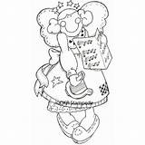 Coloring Pages Caroling Stamp Christmas Angel sketch template