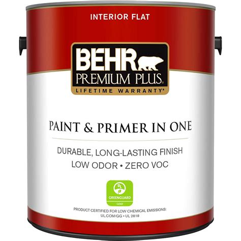 behr premium   gal ultra pure white flat  voc interior paint  primer