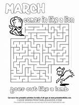 Maze March Lion Kids Lamb Printable Word Search Pages Coloring Printables Sheets Puzzles Print Mazes Printables4kids Activities Spring Kindergarten Games sketch template
