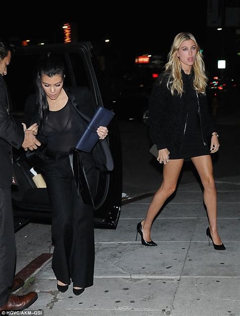 kendall jenner displays stomach on sisters night out with kourtney kardashian daily mail online