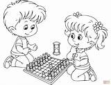 Chess Colorear Ajedrez Jugando Jugar Openclipart Niño Nino sketch template
