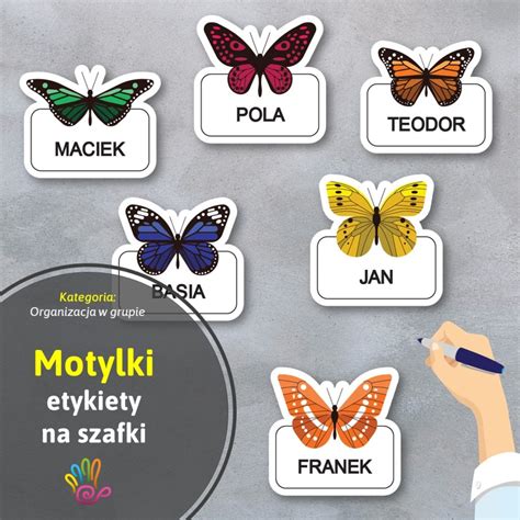 motylki etykiety na szafki znaczki dla dzieci