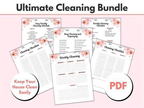 printable cleaning schedule daily weekly  monthly checklists