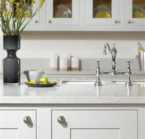 White Kitchen With Recycled Glass Countertop