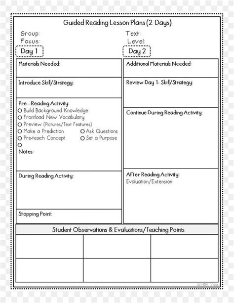 guided reading lesson plan template  grade lesson plans learning