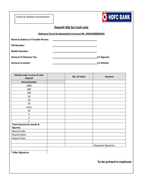 Free Blank Deposit Slip Printable Blank Printable