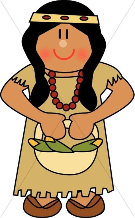 Cute Native American Woman Thanksgiving Clipart