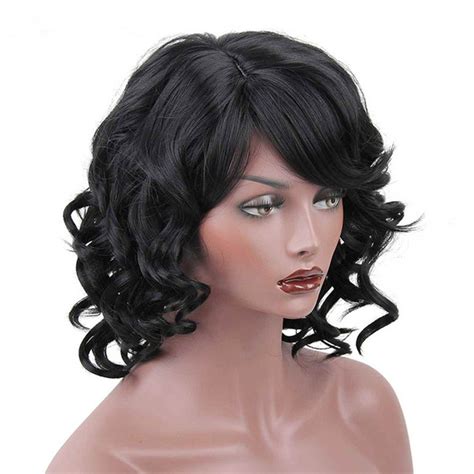 chicshe synthetic short wigs  black women wavy  bangs