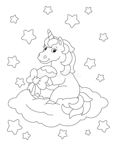 cute unicorn  holding  easter egg   bow coloring book page
