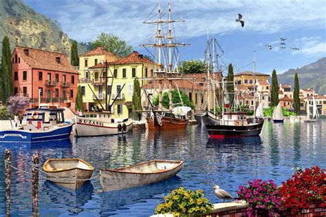 mediterranean harbor  piece jigsaw puzzle   ravensburg