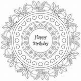 Coloring Birthday Happy Pages Adult Mandala Printable Adults Print Colouring Color Printables Mandalas Card Sheets Grown Coloriage Hard Mothers Beautiful sketch template