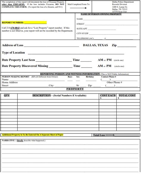 blank police report templates    examples excel tmp