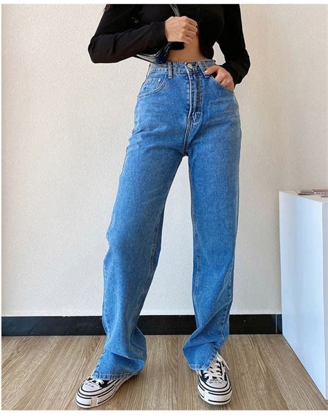 yk baggy jeans high waisted wide leg flare jeans straight etsy