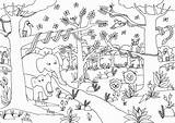 Jungle Coloring Pages Safari Animals Kids Colouring Animal Cute African Bestcoloringpagesforkids Scene Print Printable Visit Cartoon Template sketch template