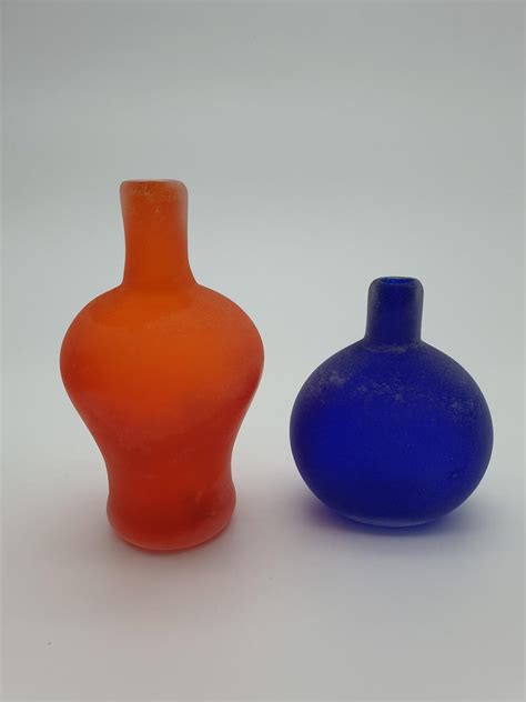 Set Of Four Modern Small Murano Glass Vases In Scavo