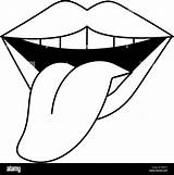 Tongue Mouth Cartoon Alamy Icon Smiling Emoji Vector sketch template