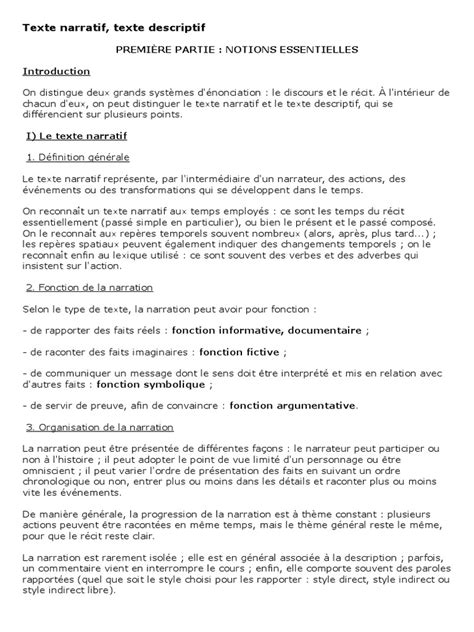 texte narratif descriptif