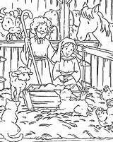 Jesus Coloring Baby Manger Nativity Color Kids sketch template
