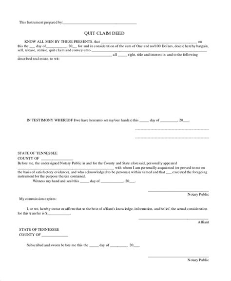 quit claim deed form tennessee    expect  attending
