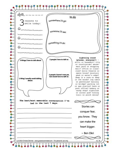 printable daily journal template