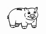 Piggy Bank Coloring Smiling Pages Template Color Money Cute sketch template
