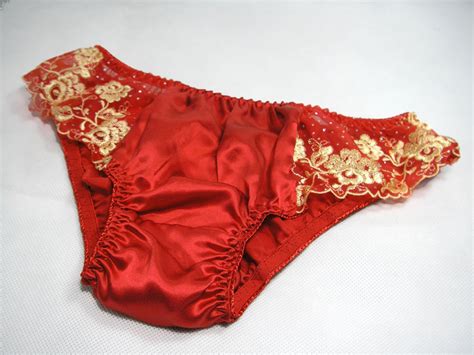 100 natural silk women s red low rise panties with lace ebay