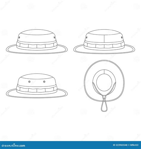 template safari hat vector illustration flat sketch design outline