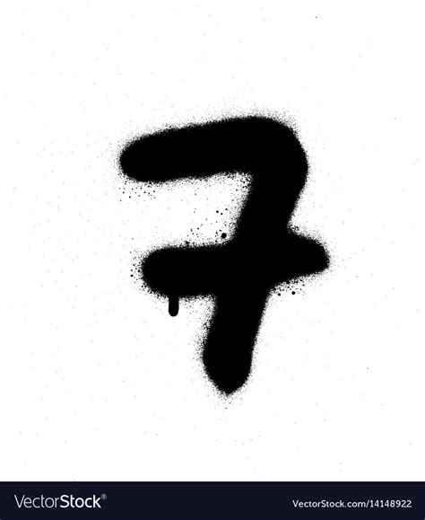 graffiti sprayed number 7 seven in black on white vector image