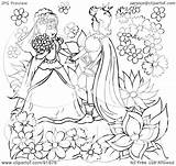 Thumbelina Coloring Outline Illustration Royalty Clipart Bannykh Alex Rf Pages Colouring Baby Posters Jobspapa Poster Girls Girl sketch template