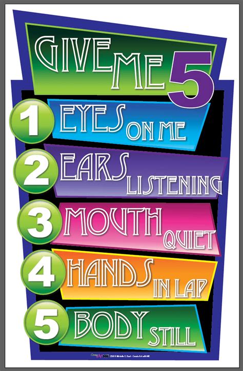 Give Me 5 Printable Sign Classroom Management Plan