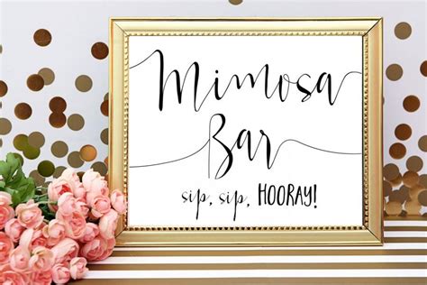 mimosa bar sign mimosa bar printable sip sip hooray wedding drink sign