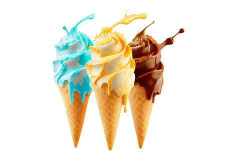 tasty colorful ice cream cone  transparent background  png