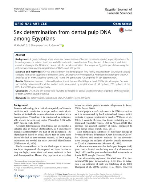 pdf sex determination from dental pulp dna among egyptians