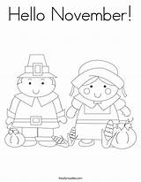 November Coloring Hello Worksheet Thanksgiving Sheets Kids Pages Sheet Twistynoodle Print Preschool Noodle Finding Friends Book Twisty Tracing Printable Pilgrim sketch template