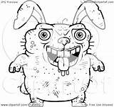 Ugly Rabbit Cartoon Drooling Outlined Coloring Clipart Cory Thoman Vector 2021 sketch template