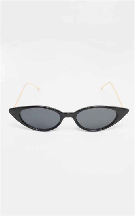 black cat eye retro frame sunglasses prettylittlething