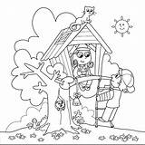 Coloring Pages Kids Summer Older Tree House Treehouse Printable sketch template