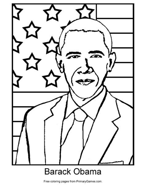 barack obama coloring page printable presidents day coloring