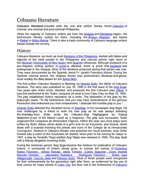 cebuano literature lecture notes  cebuano literature cebuano