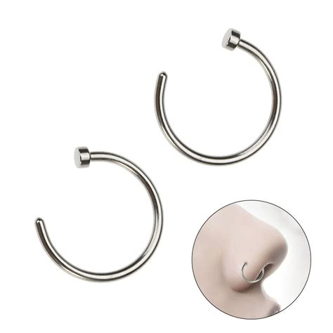 Pixnor Unisex Surgical Titanium Steel Open Nose Ring Hoop Nose
