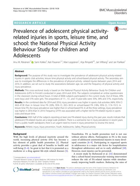 pdf prevalence of adolescent physical activity related