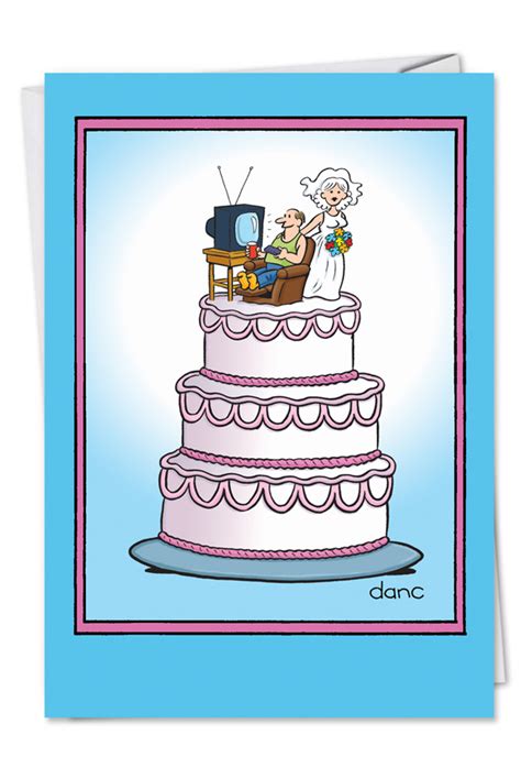 wedding cake cartoon anniversary card