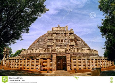 Lo Stupa A Sanchi Madhya Pradesh Fotografia Stock