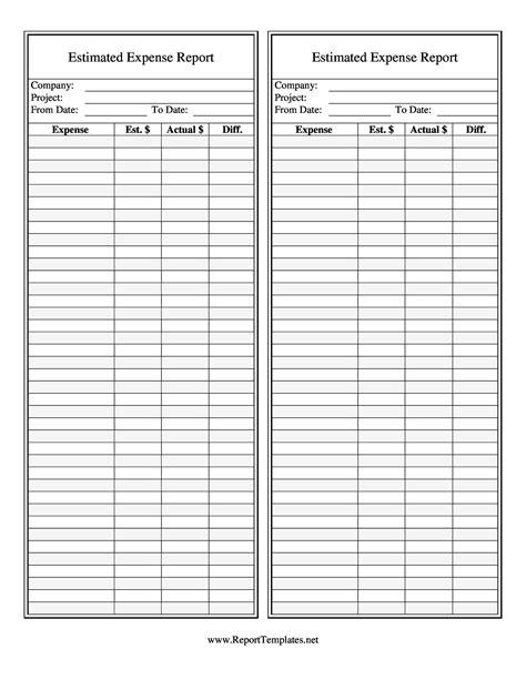 printable expense report sheet