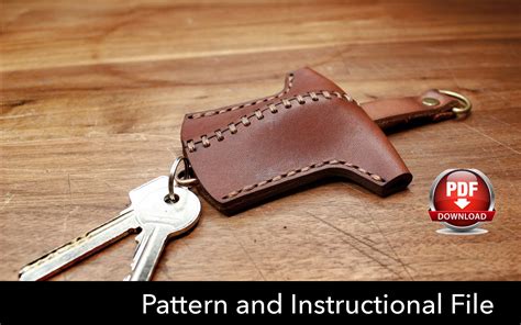 key holder pattern leather diy   key fob