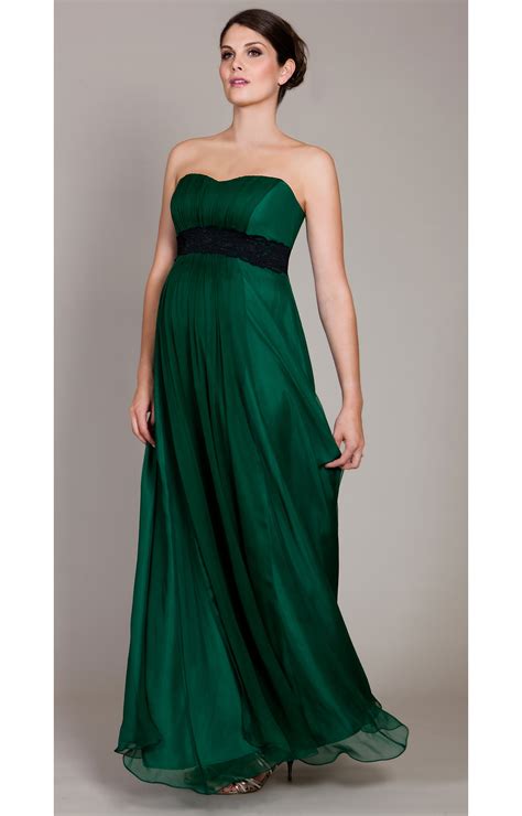 Emerald Green Dress With Black Lace Fashion Week