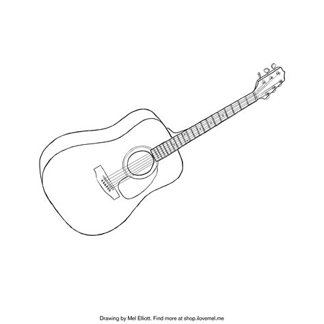 printable coloring page acoustic guitar  love mel