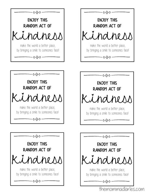 days  random acts  kindness  printables  momma diaries