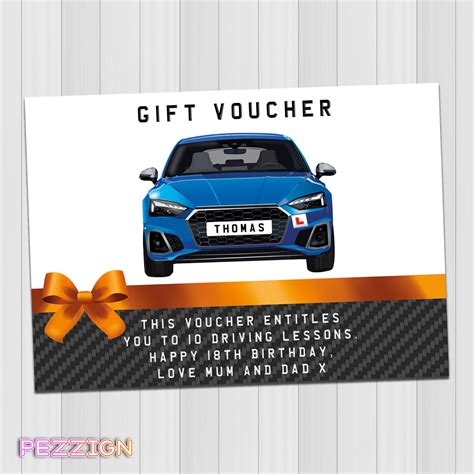 personalised driving lessons gift voucher birthday gift idea etsy uk