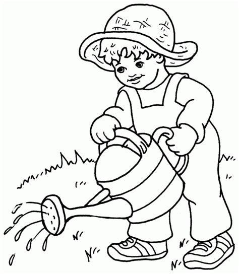 watering plants  printable coloring pages